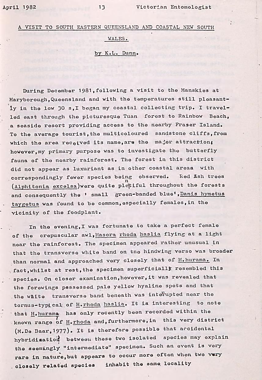 Media type: text; Dunn 1982 Description: Dunn (1982) Vict. Ent. 12(2): 13-17;